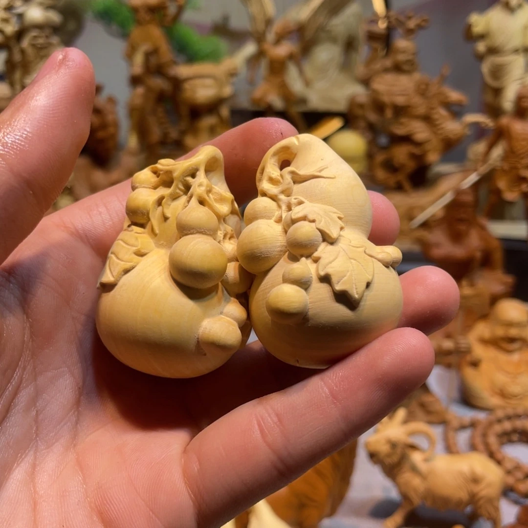 黄杨木黄杨木葫芦一对瑕疵的