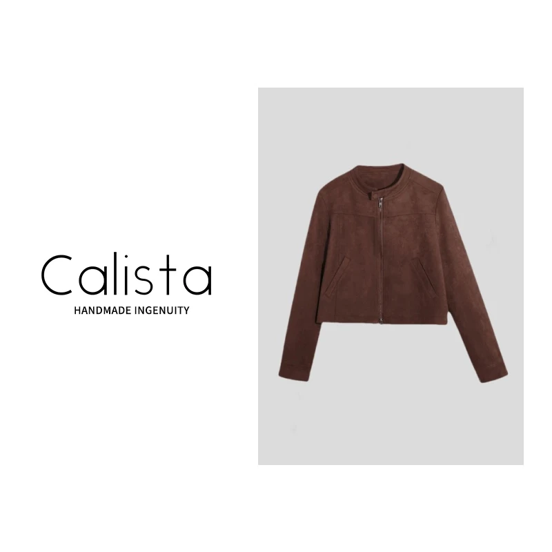 日本Calista春秋复古个性夹克显瘦气质上衣设计感短外套