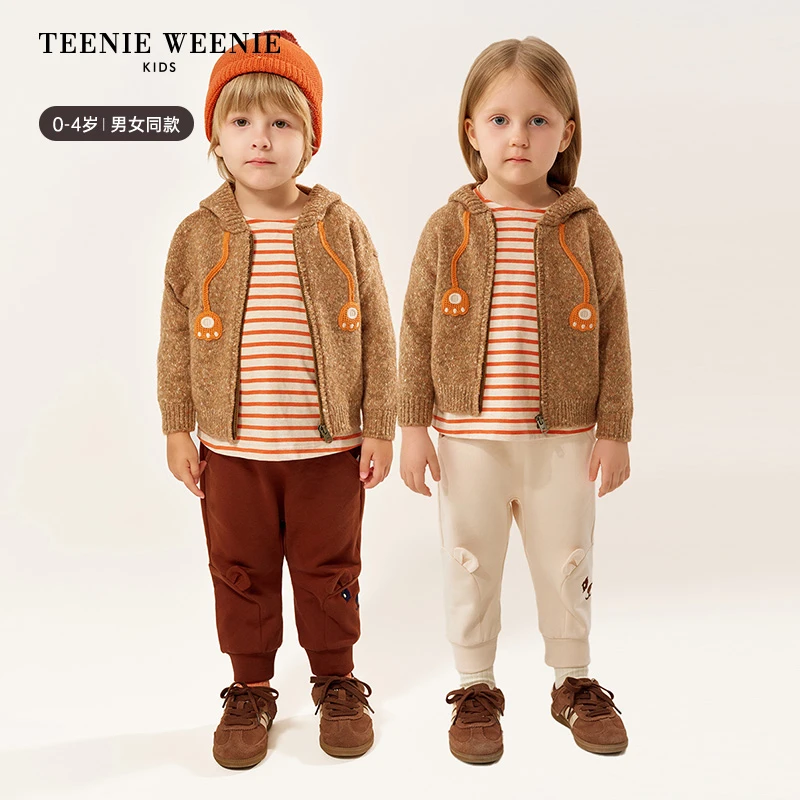 TeenieWeenieKids小熊童装25款秋季连帽花纱毛织开衫T0CK257786N