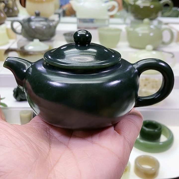 和田玉未镶嵌挂件茶壶170m l