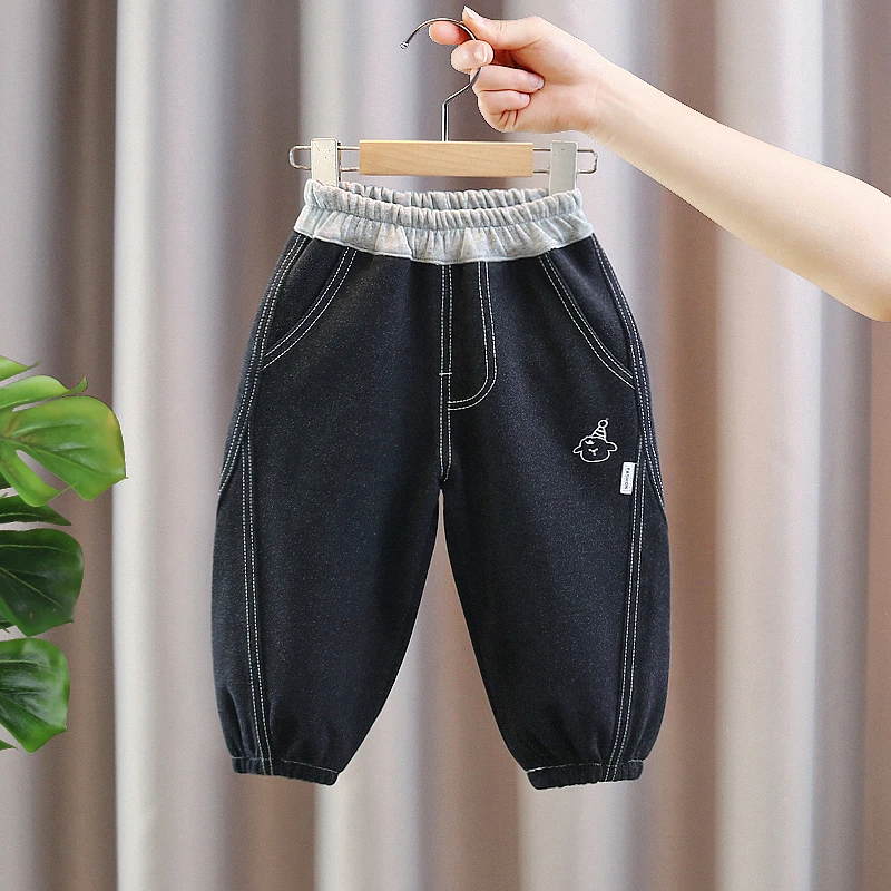 儿童仿牛仔裤春秋季童装男童休闲长裤帅气中小童韩版宽松百搭裤子