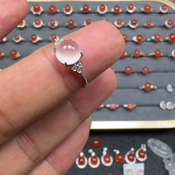 人***年南红玛瑙银S925镶嵌戒指