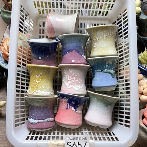 紫砂花盆657微瑕品口径6厘米左右的
