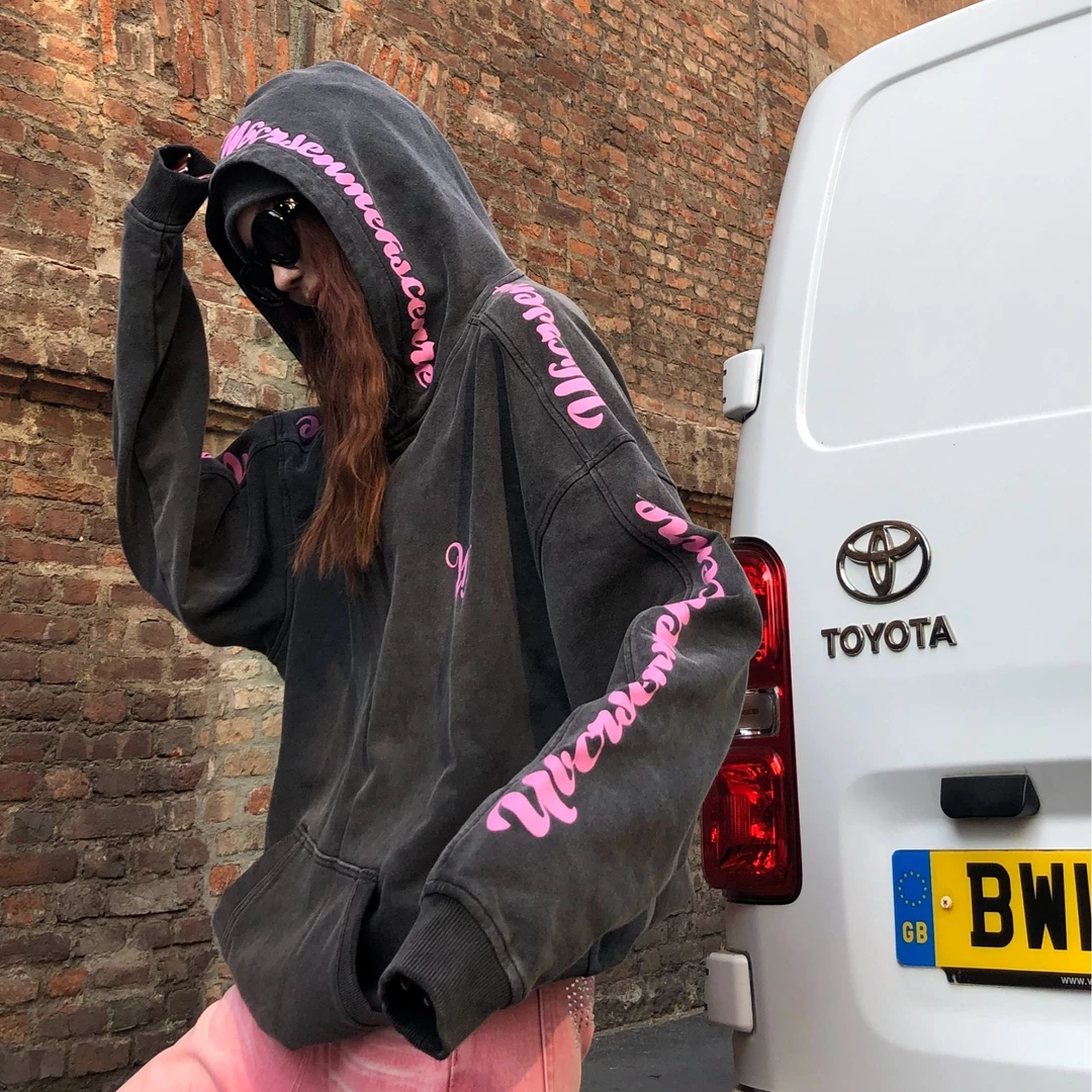 婉君【霓虹把妹王】秋冬欧美嘻哈重磅水洗做旧连帽卫衣LWJ25C3T2396