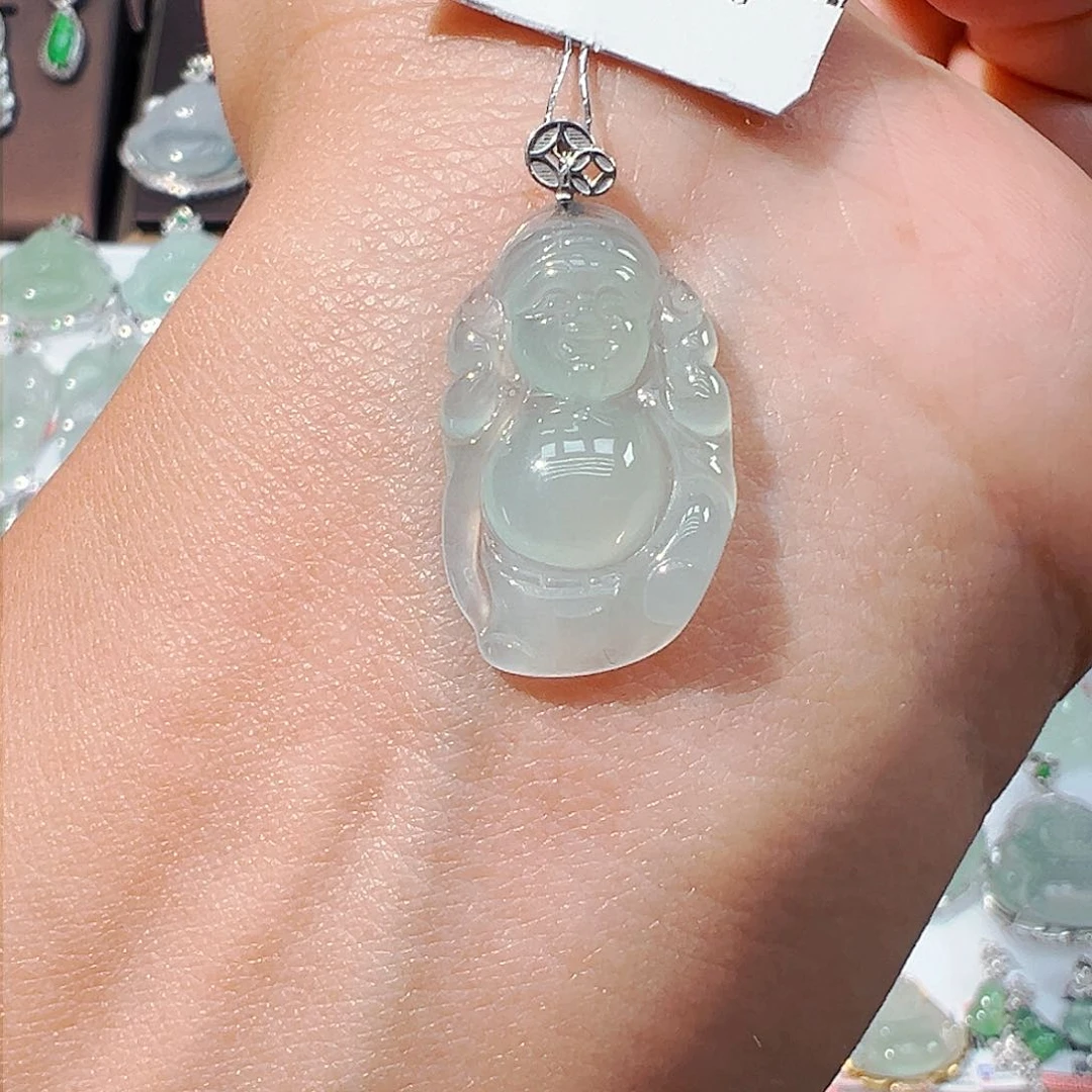 吊坠(不含链)18K金镶嵌翡翠财神爷