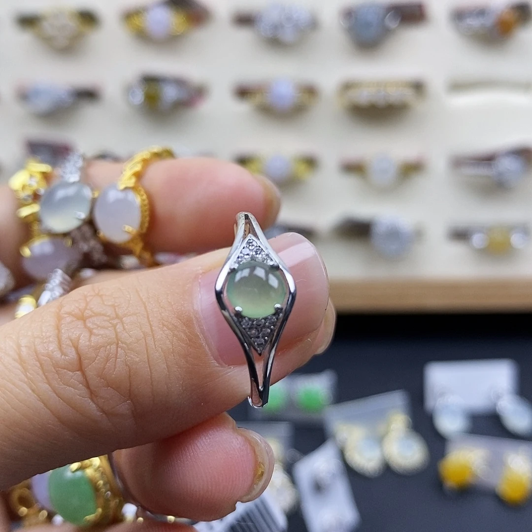 翡翠银S925镶嵌戒指