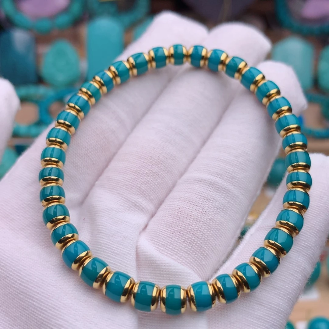 18K金镶嵌绿松石珠宝奇石5.7mm