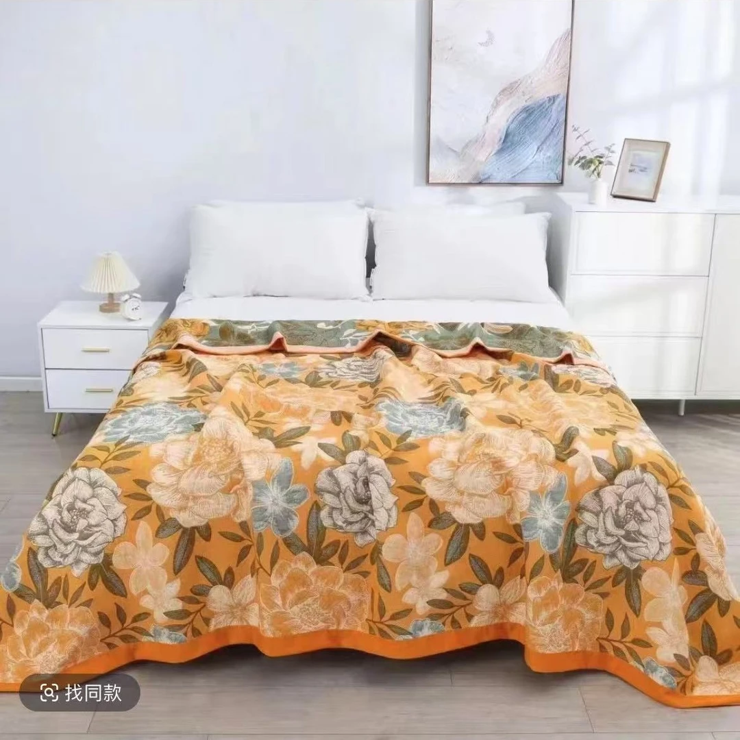 【盛开花黄】150*200cm新款A类柔软亲肤透气舒适可机洗四季可用床盖