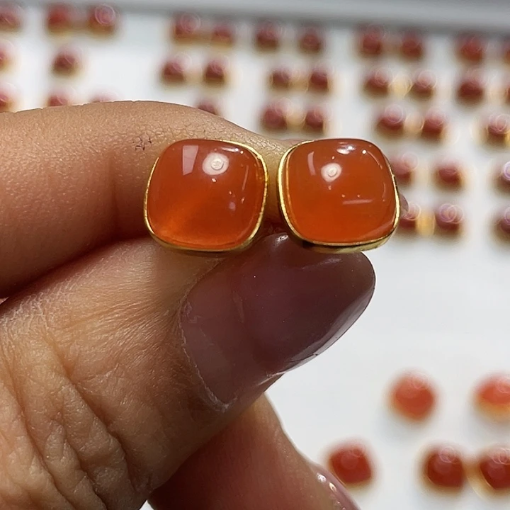 南红玛瑙银S925镶嵌耳饰颜色多样性发货