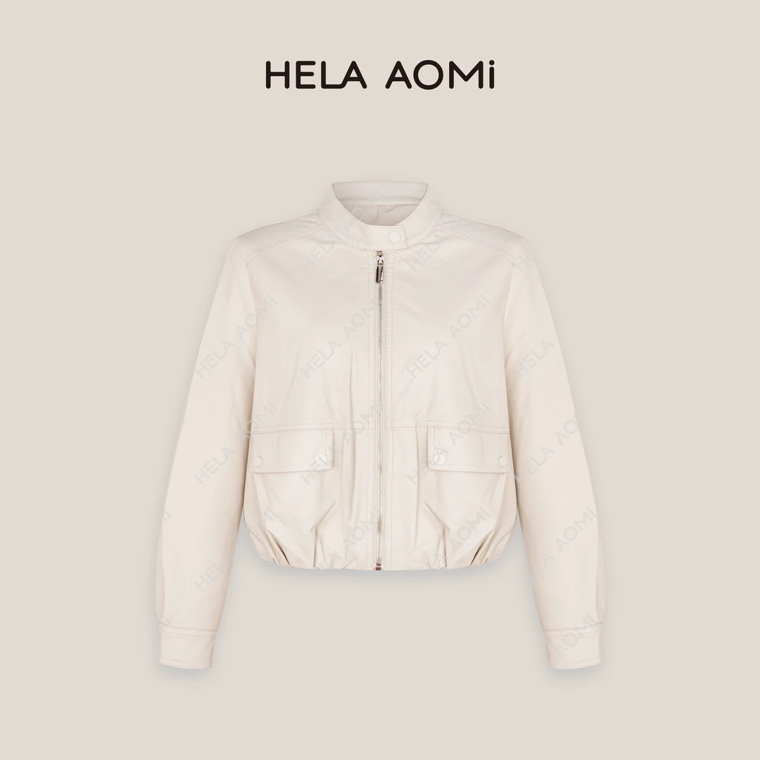 HELAAOMI “棒球皮衣”皮衣外套休闲简约高级感机车风CY5AX00120