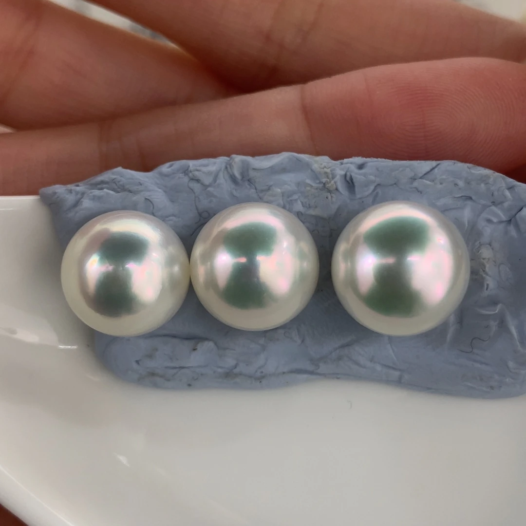 佳***洛定制海水珍珠未镶嵌裸珠11-12mm澳白三颗