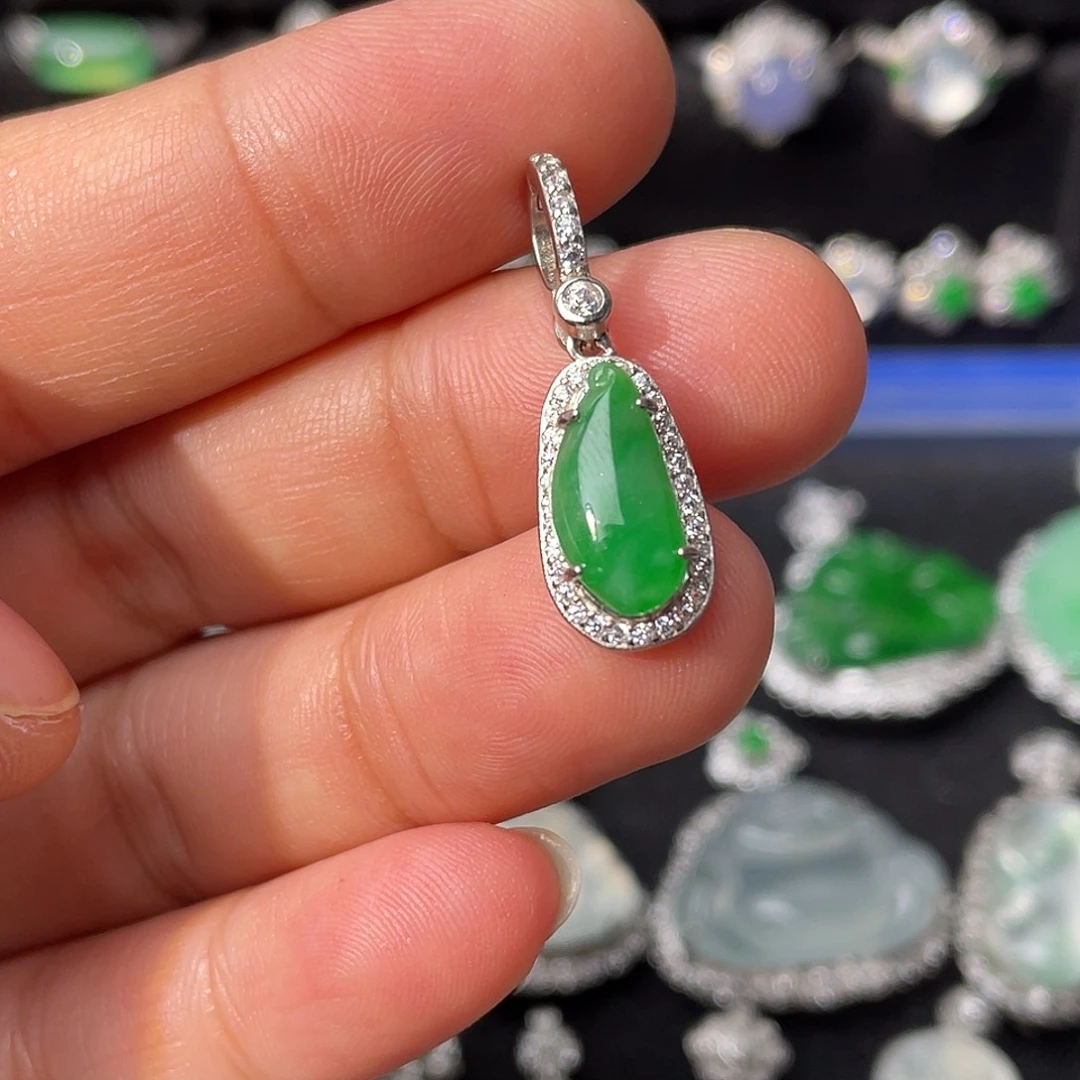 翡翠银S925镶嵌吊坠(不含链)