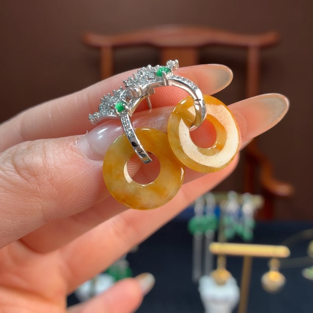 翡翠银S925镶嵌耳饰