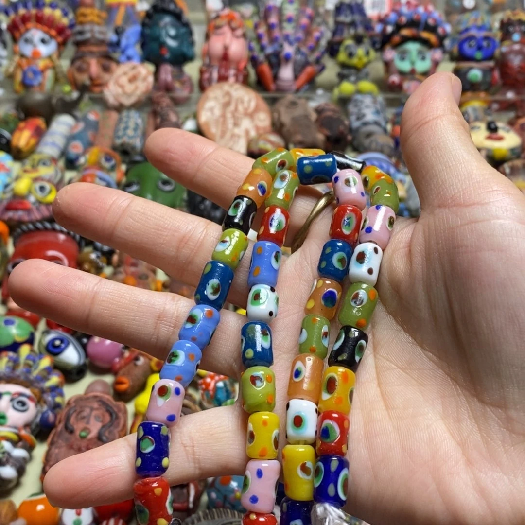 琉璃颈饰蜻蜓眼桶珠链子026