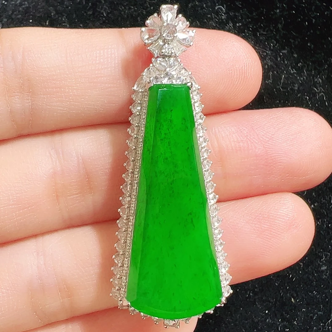 翡翠18K金镶嵌吊坠(不含链)