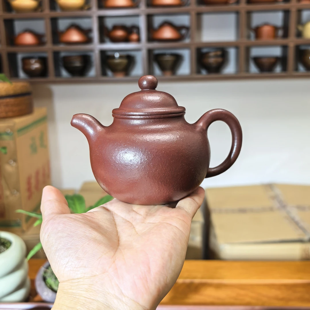 紫朱泥莲子壶，黄龙山原矿朱泥，全手工280cc