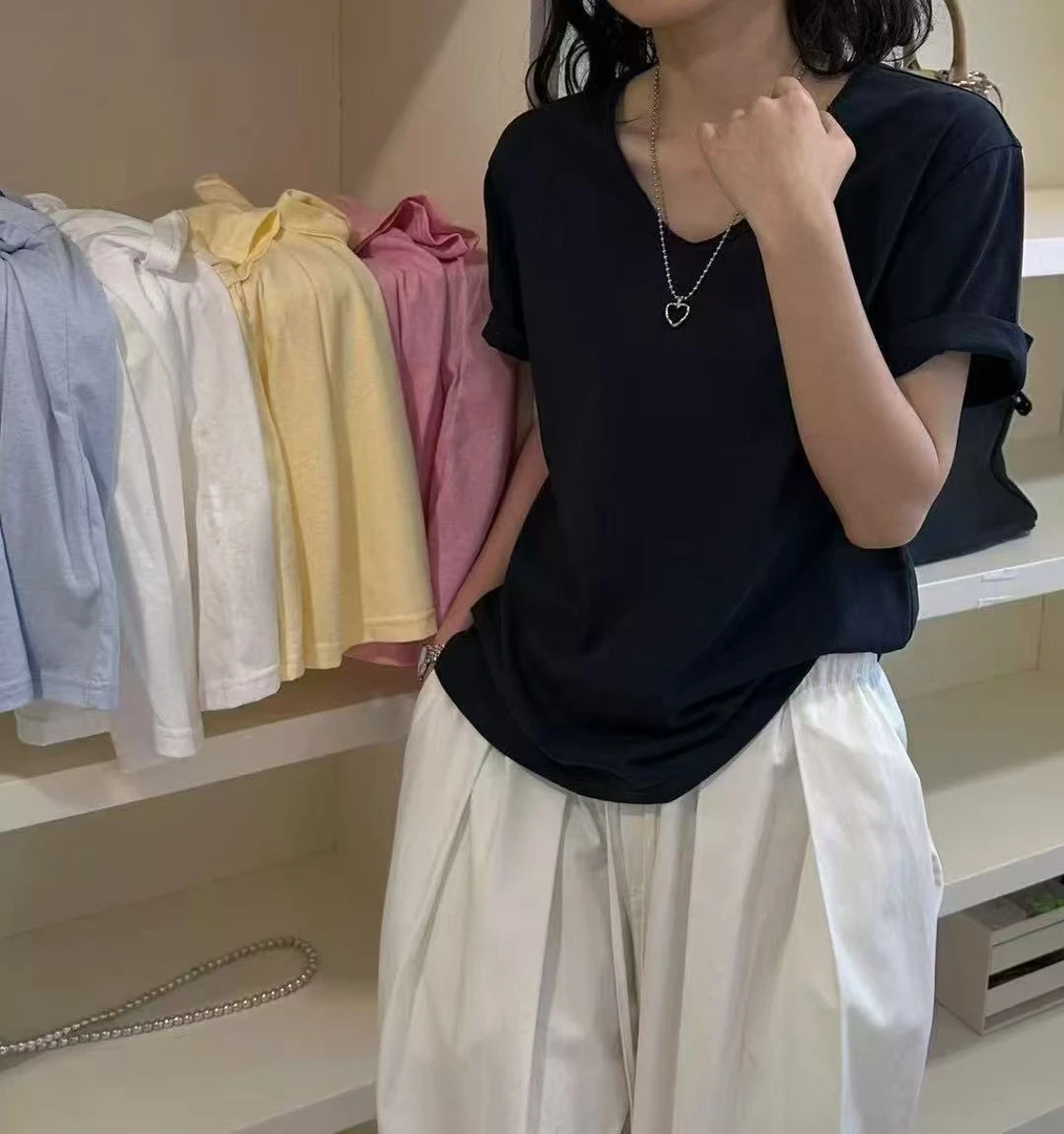 夏季短款休闲韩版锁骨T