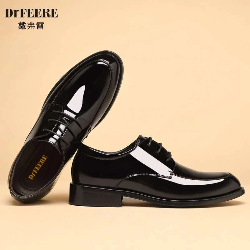 奥莱【品牌撤柜】戴弗雷头层牛皮意大利手工皮鞋男漆皮亮面商务西