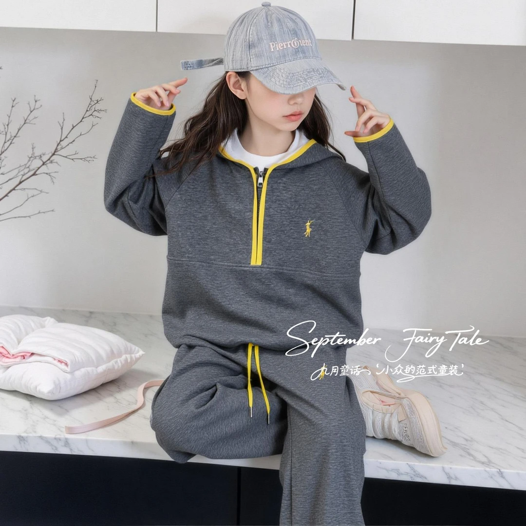 FAVMARTHA2025新款女童春秋装洋派时髦衣服女孩韩系中大童套装休