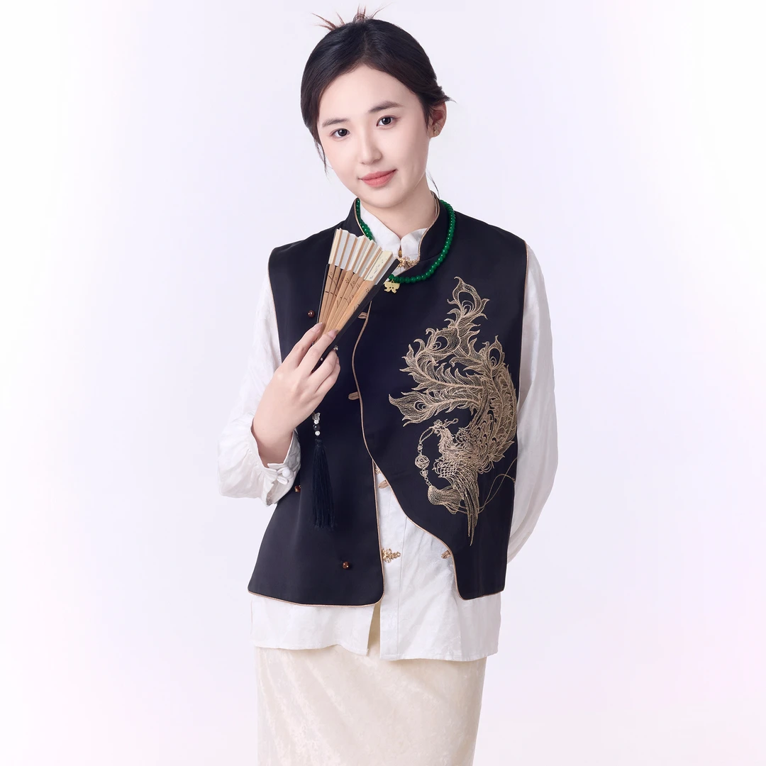 中式马甲女春秋外穿新中式国风盘扣高级感立领女装韩版马夹上衣
