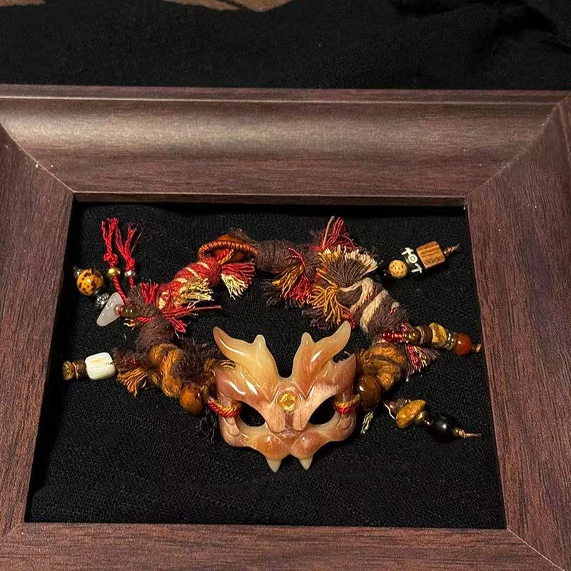 非金属树脂手链 藏式编绳龙骨狐牌情侣手链