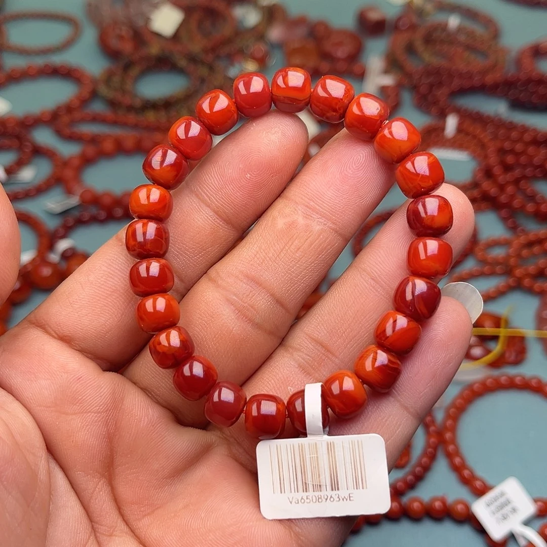 南红玛瑙未镶嵌手链牛血红卡9