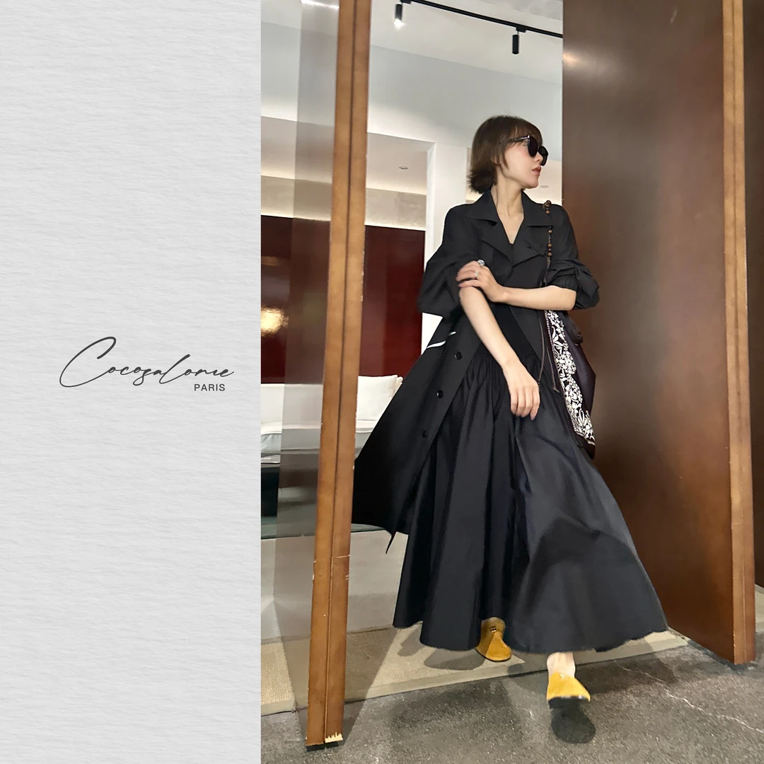 韩彬彬"过夏款的风衣"天丝亚麻夏季薄款气质翻领风衣外套1311-10