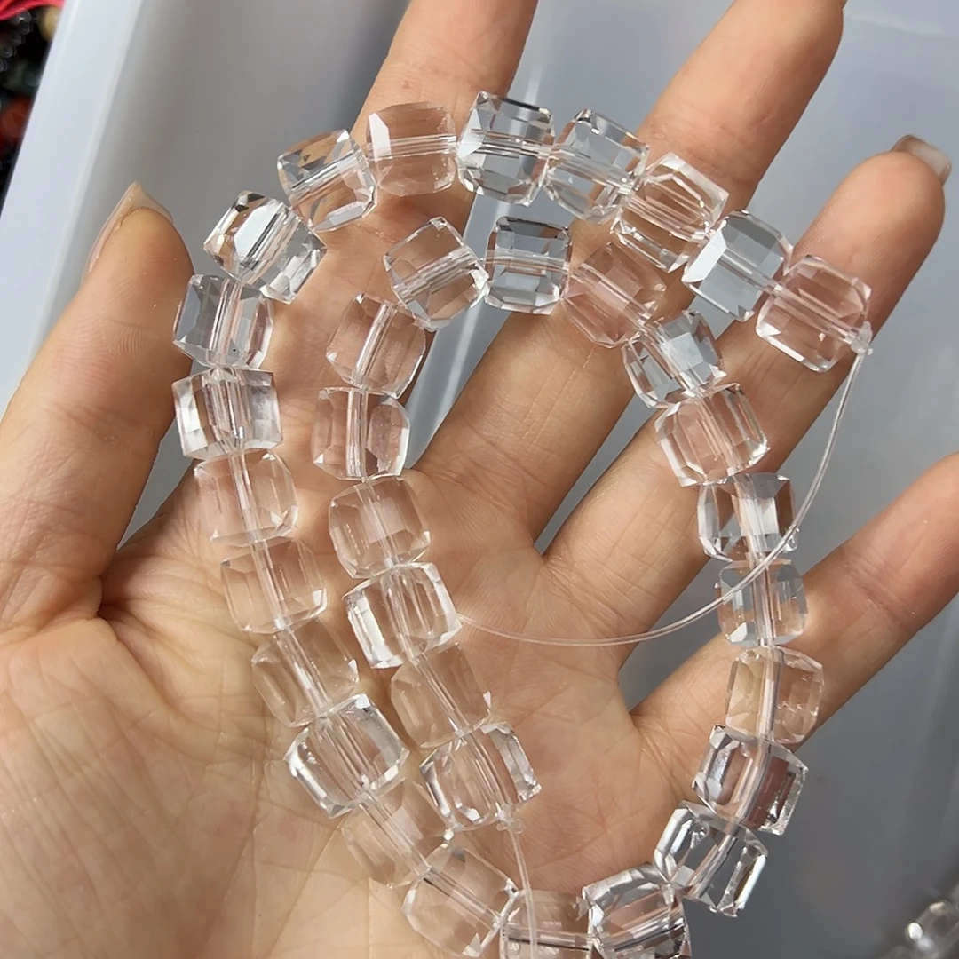 玛瑙/玉髓合金珠宝半成品，卡10压电白水晶方糖切33颗