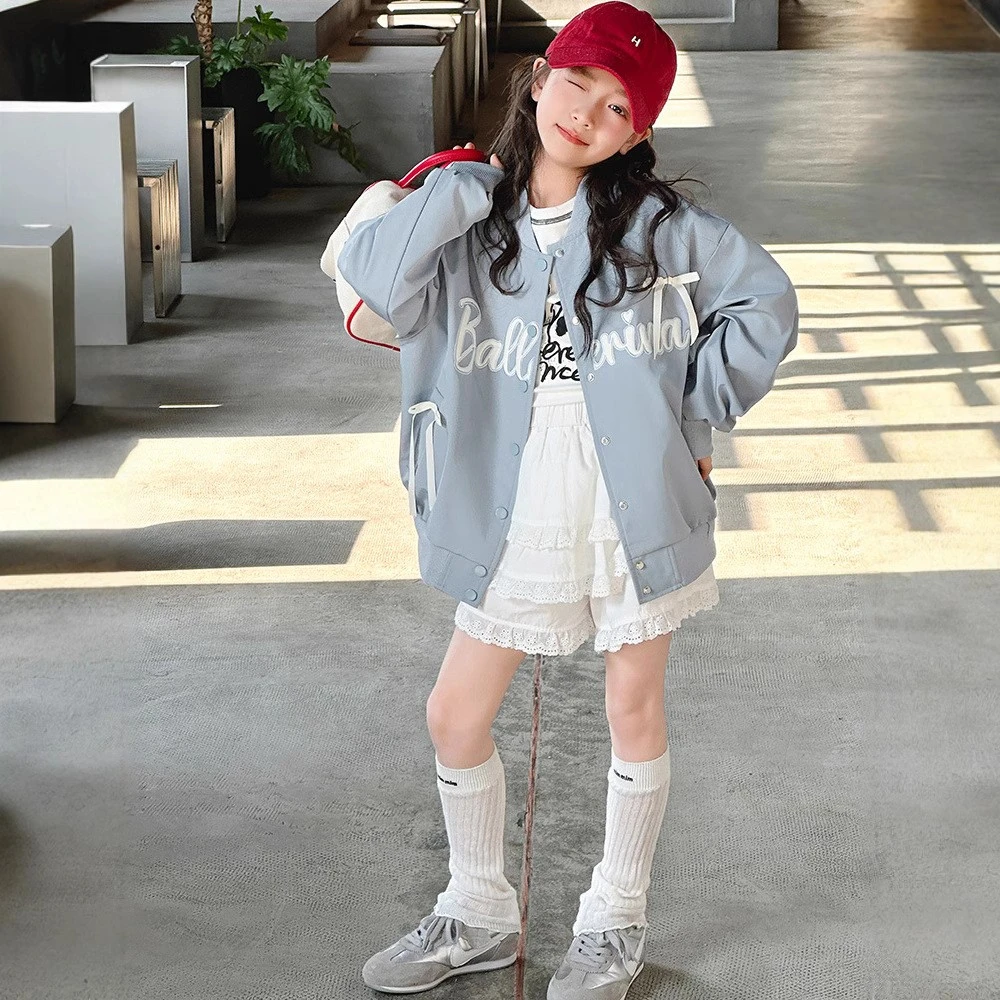 女童外套春装2025新款女孩大童洋气时髦夹克儿童韩系高级感棒球服