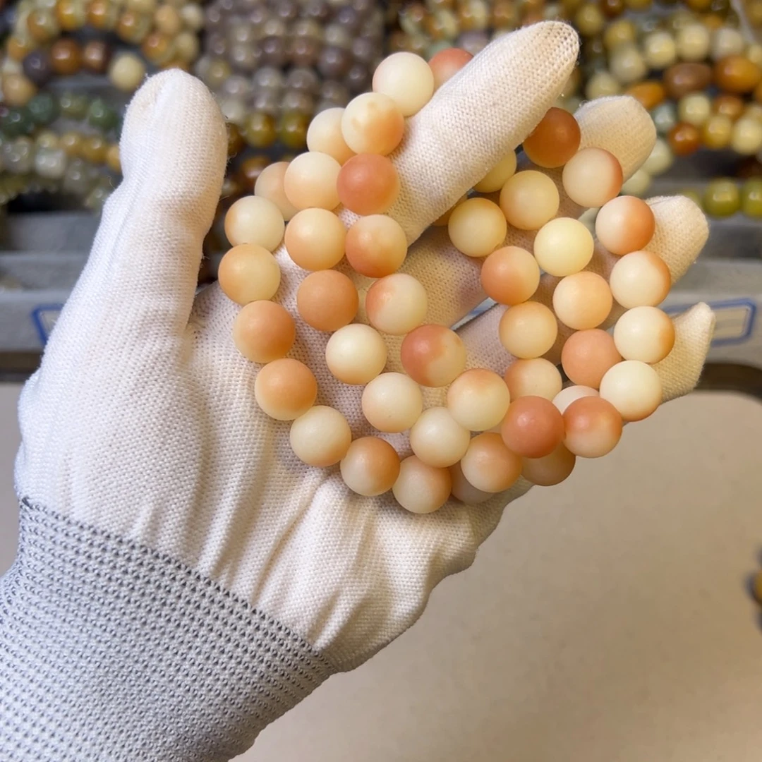 手串菩提根/象牙果磨砂橘粉卡12