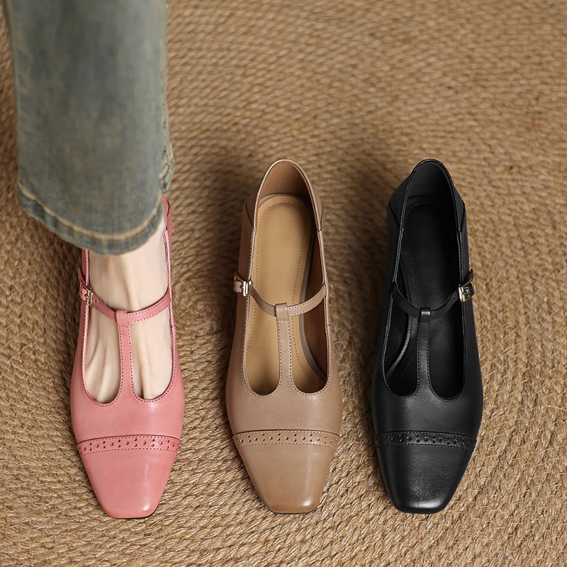 【NICESEE】4cm,2025春新款方头粗跟玛丽珍单鞋女通勤不掉跟高跟鞋