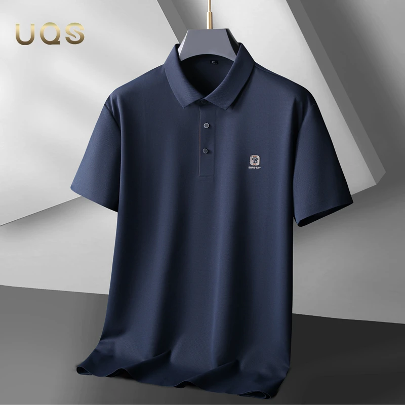 夏季大码宽松男士冰丝短袖POLO衫凉感舒适亲肤时尚华夫格简约设计