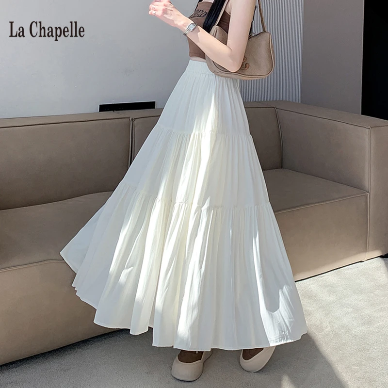 拉夏贝尔蛋糕裙半身裙女2025春夏新款遮胯a字裙大摆中长款伞裙