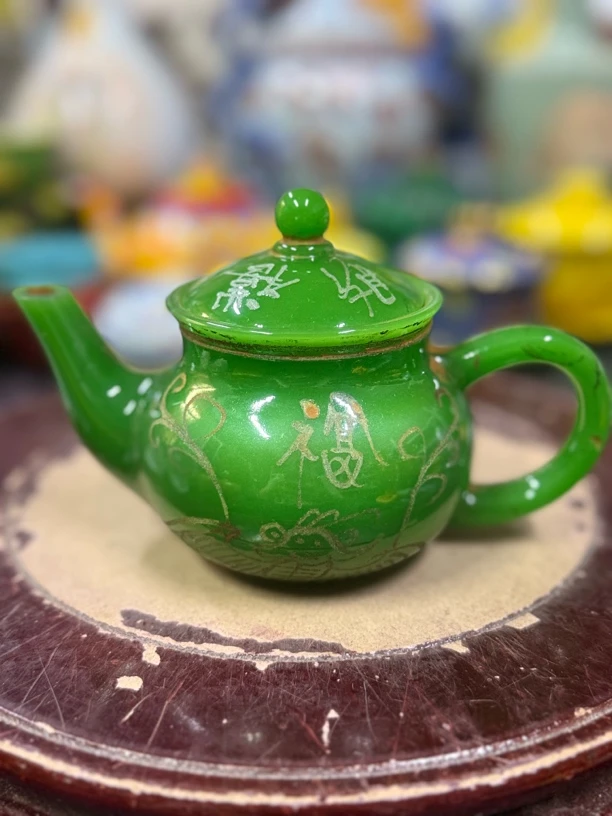 茶壶刻字满功摆件