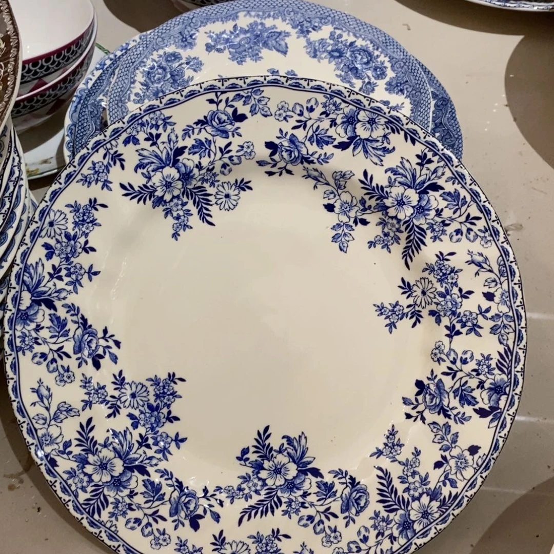瓷微瑕青花十寸平盘