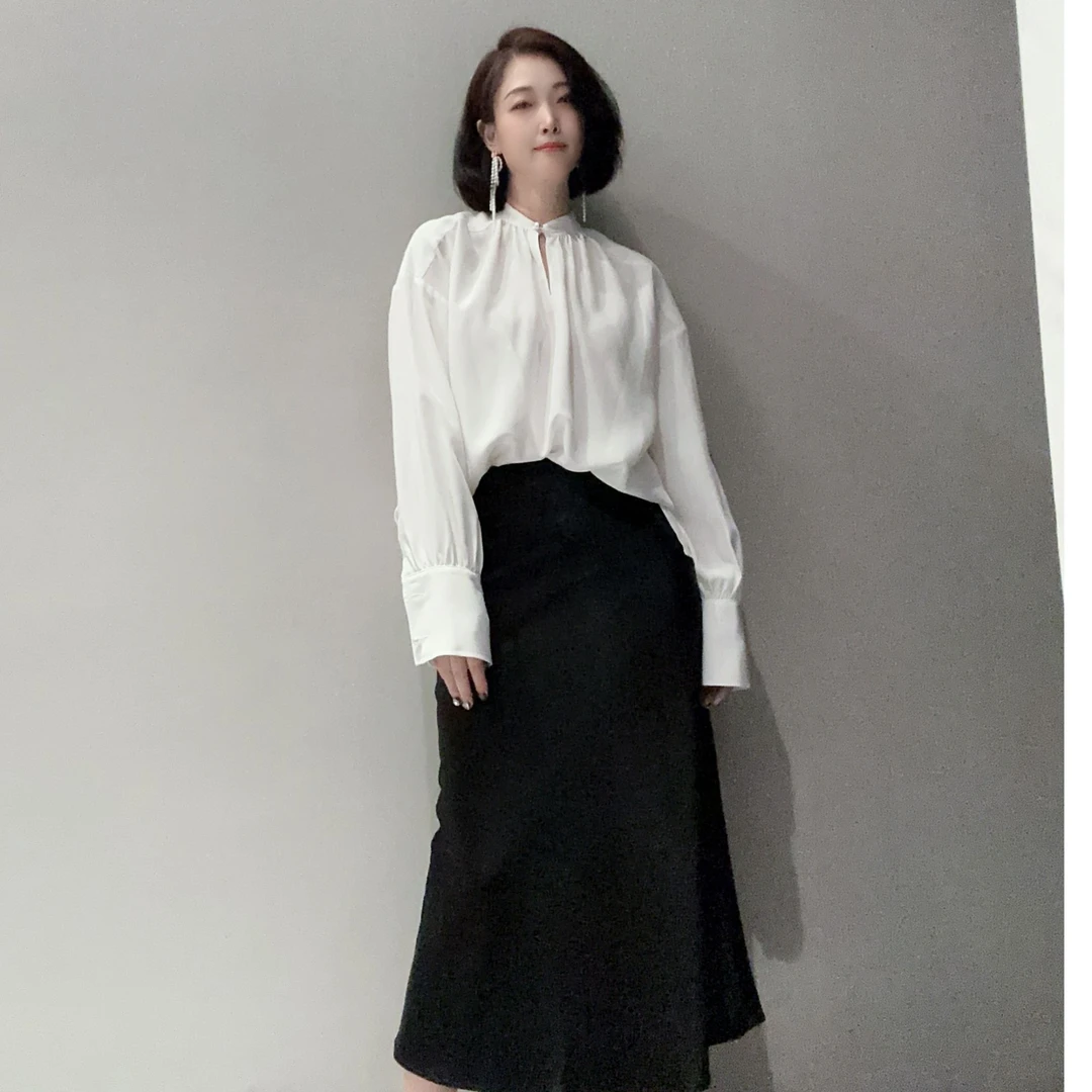 高级时尚格调醋酸阔版长袖衬衣MT10284