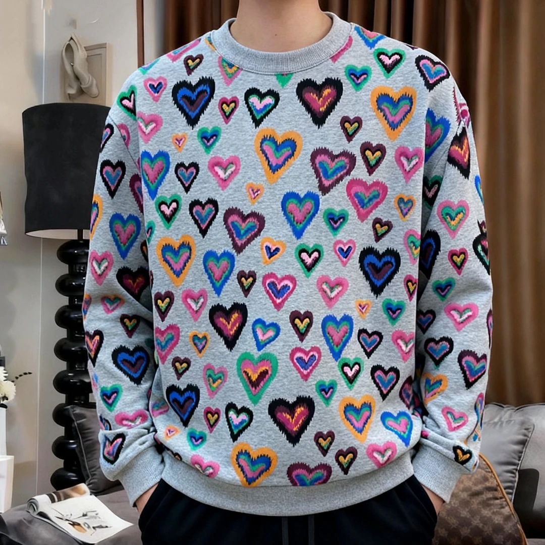 【3059秋冬款爱心卫衣】休闲长袖加厚卫衣男女同款时尚宽松潮流