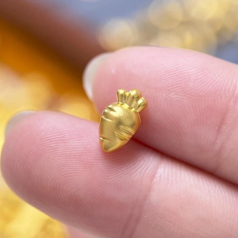 【金哆哆】足金999 胡萝卜中穿挂件通孔水贝黄金手绳手串配件