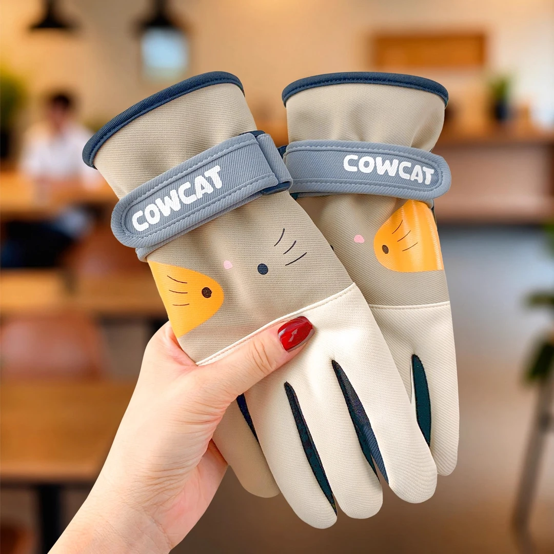 保暖手套女冬季可爱加绒加厚学生户外骑行防风防寒防泼水触屏防滑