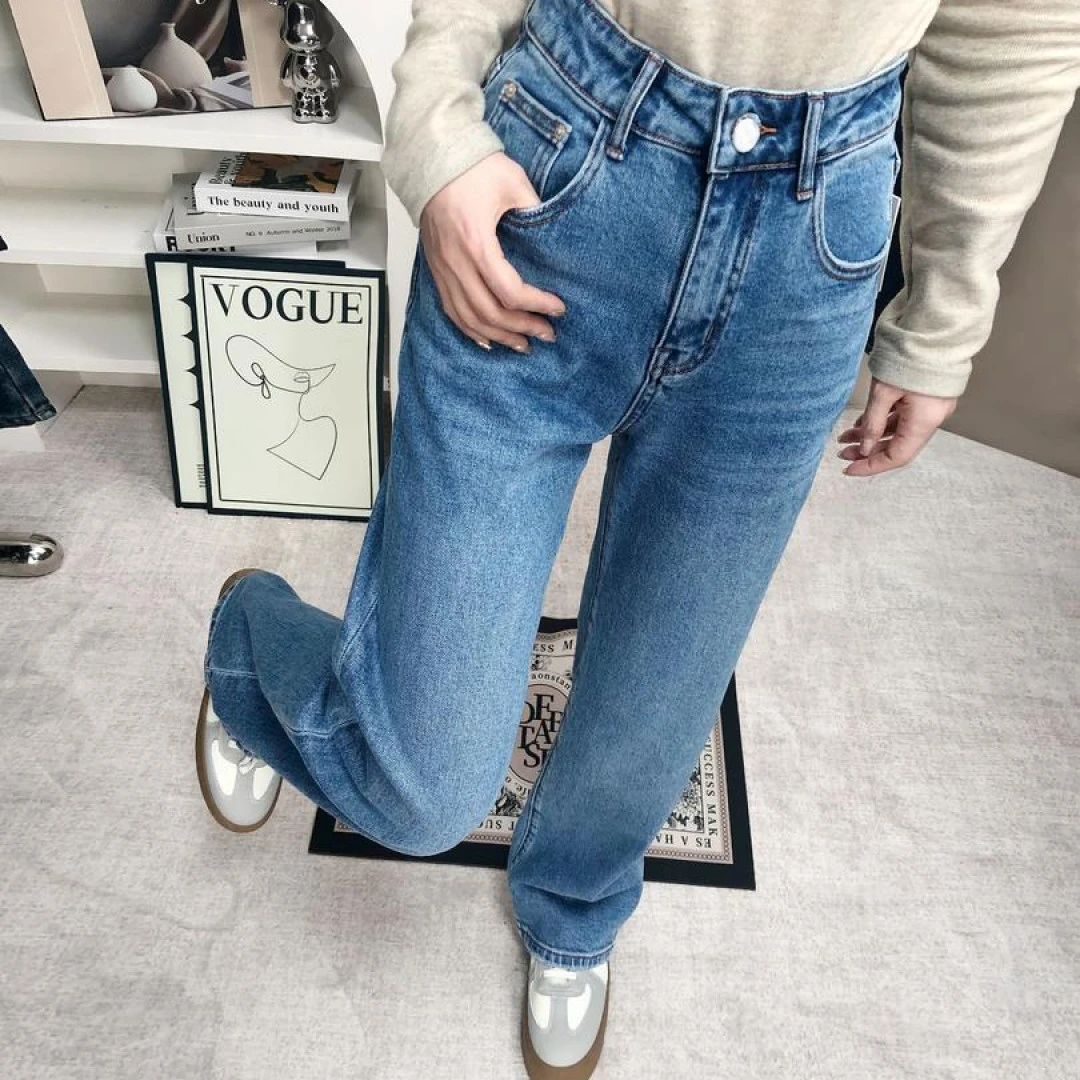 SU【886】代86 素素 MWMA微弹直筒窄版阔腿白标牛仔裤~