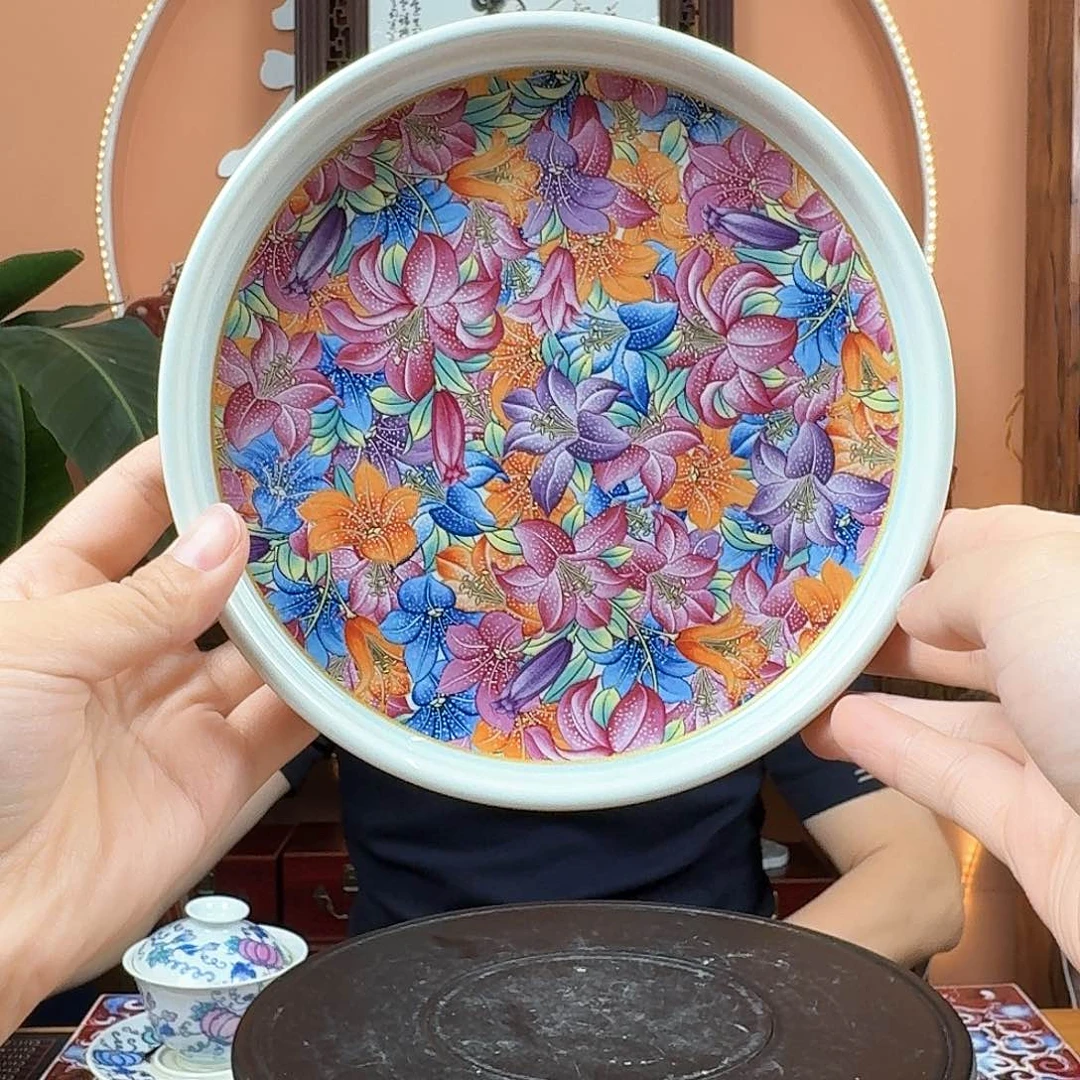 景德镇陶瓷手工珐琅彩茶盘