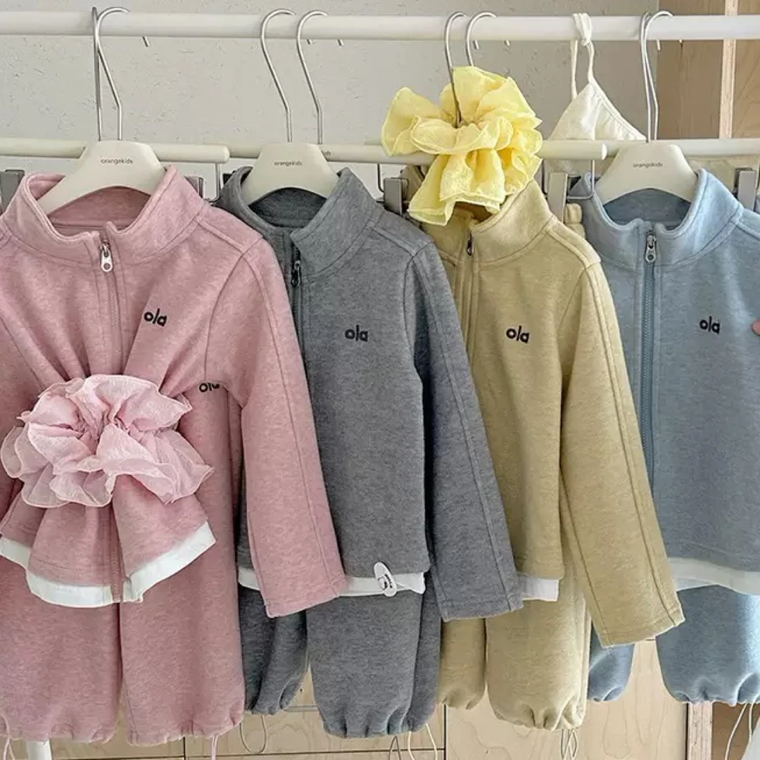 女童装时髦套装洋气2025秋季韩版外套运动卫裤小童秋装两件套