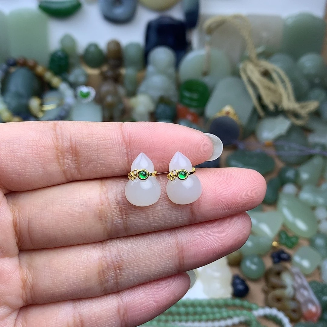 和田玉银S925镀金镶嵌颈饰