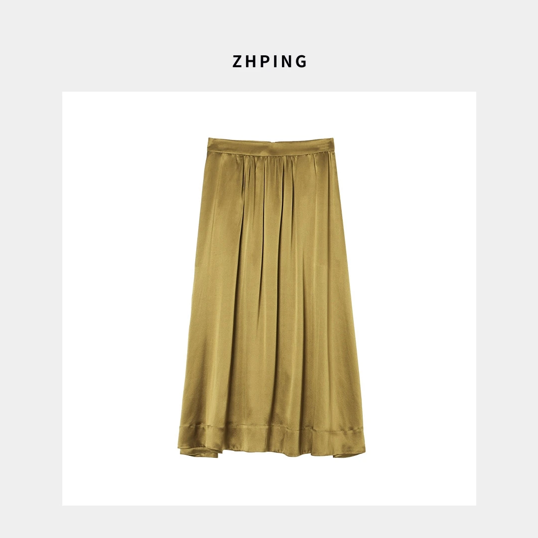 显瘦薄款田园风慵懒风成人半身裙高腰复古宽松简约气质时尚P012