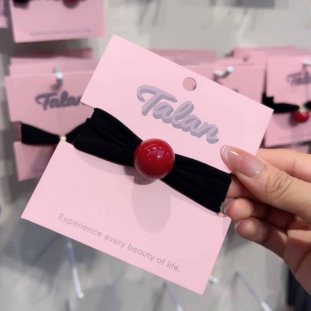 非金属布艺红豆 豆 黑面膜发圈