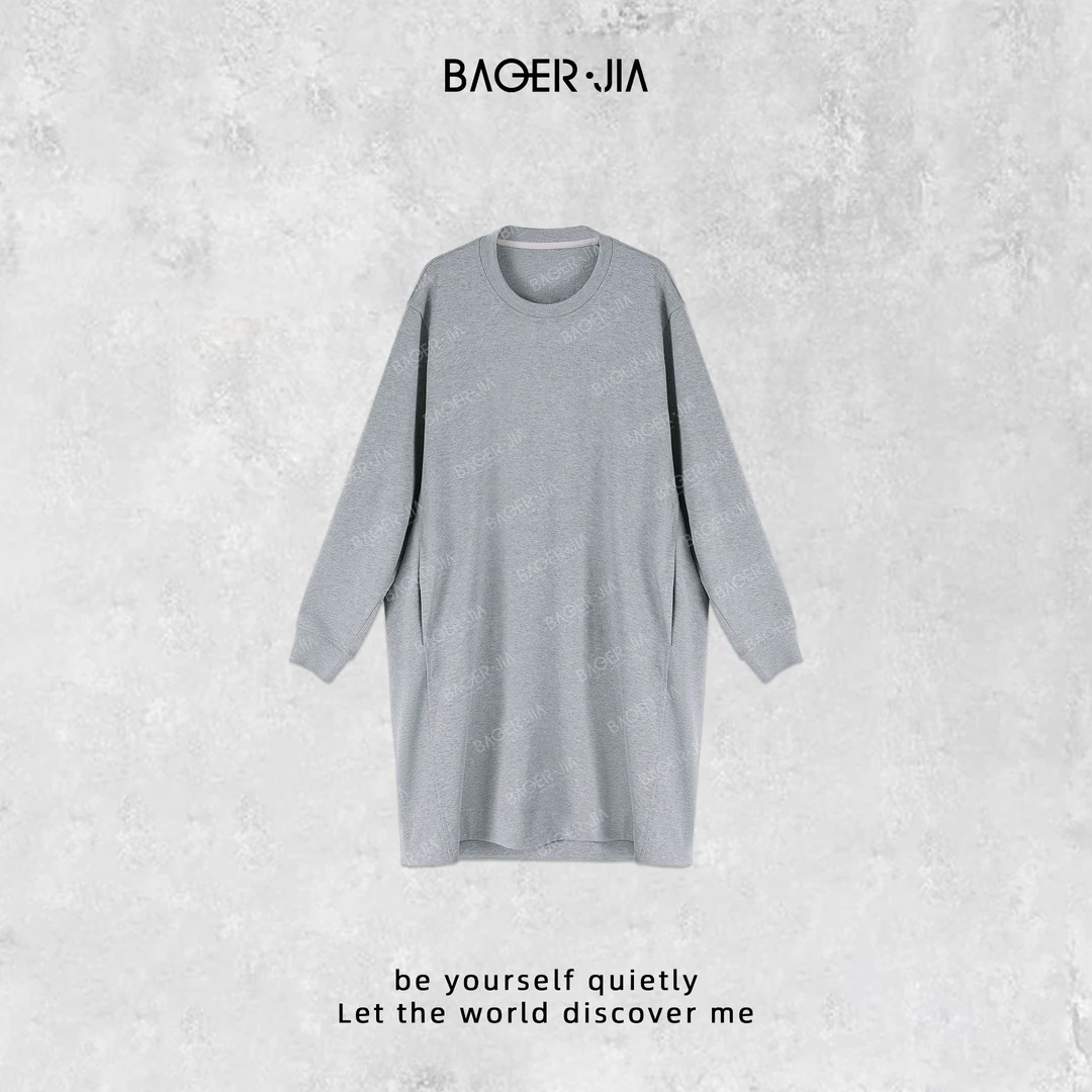 7-宝儿家含幂BE37025102早春新款时尚复古文艺范宽松圆领卫衣裙