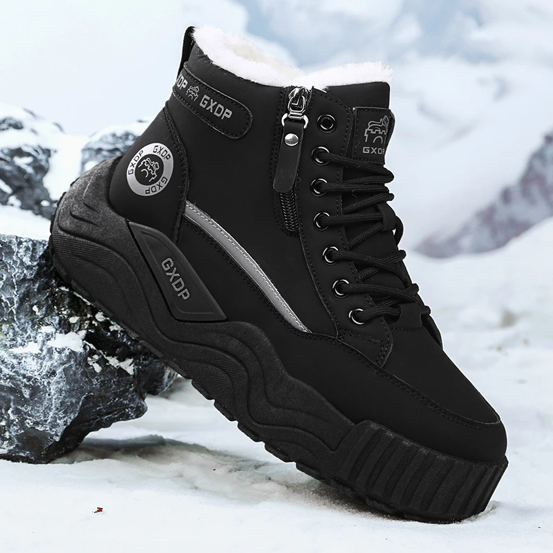 森刻加厚棉靴潮流鞋子保暖时尚雪地靴雪地靴休闲圆头防滑