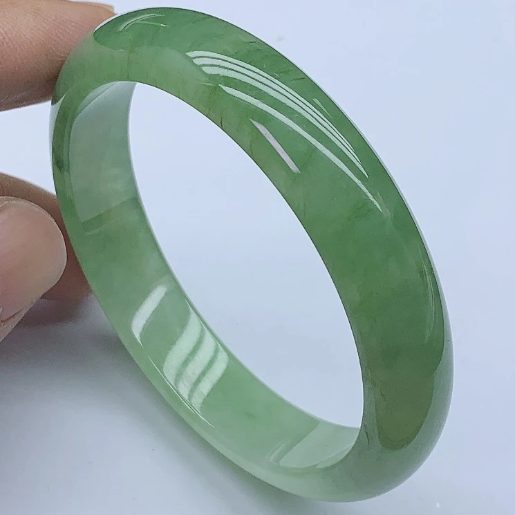 100075翡翠手镯55圈正圈油绿满绿水润天然A货缅甸玉手镯玉镯女款