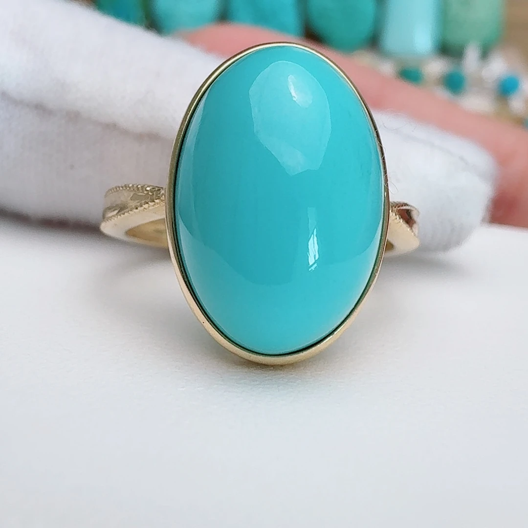 18K金镶嵌绿松石珠宝奇石