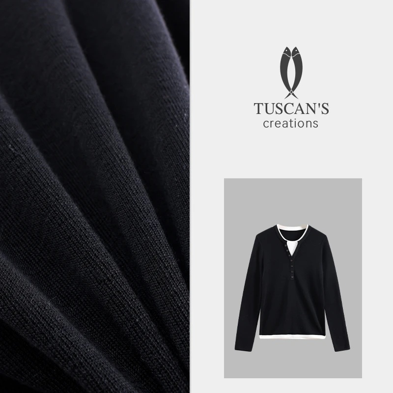 TUSCAN'S CREATIONS秋冬百搭显瘦套头毛织衫气质长袖针织衫时代